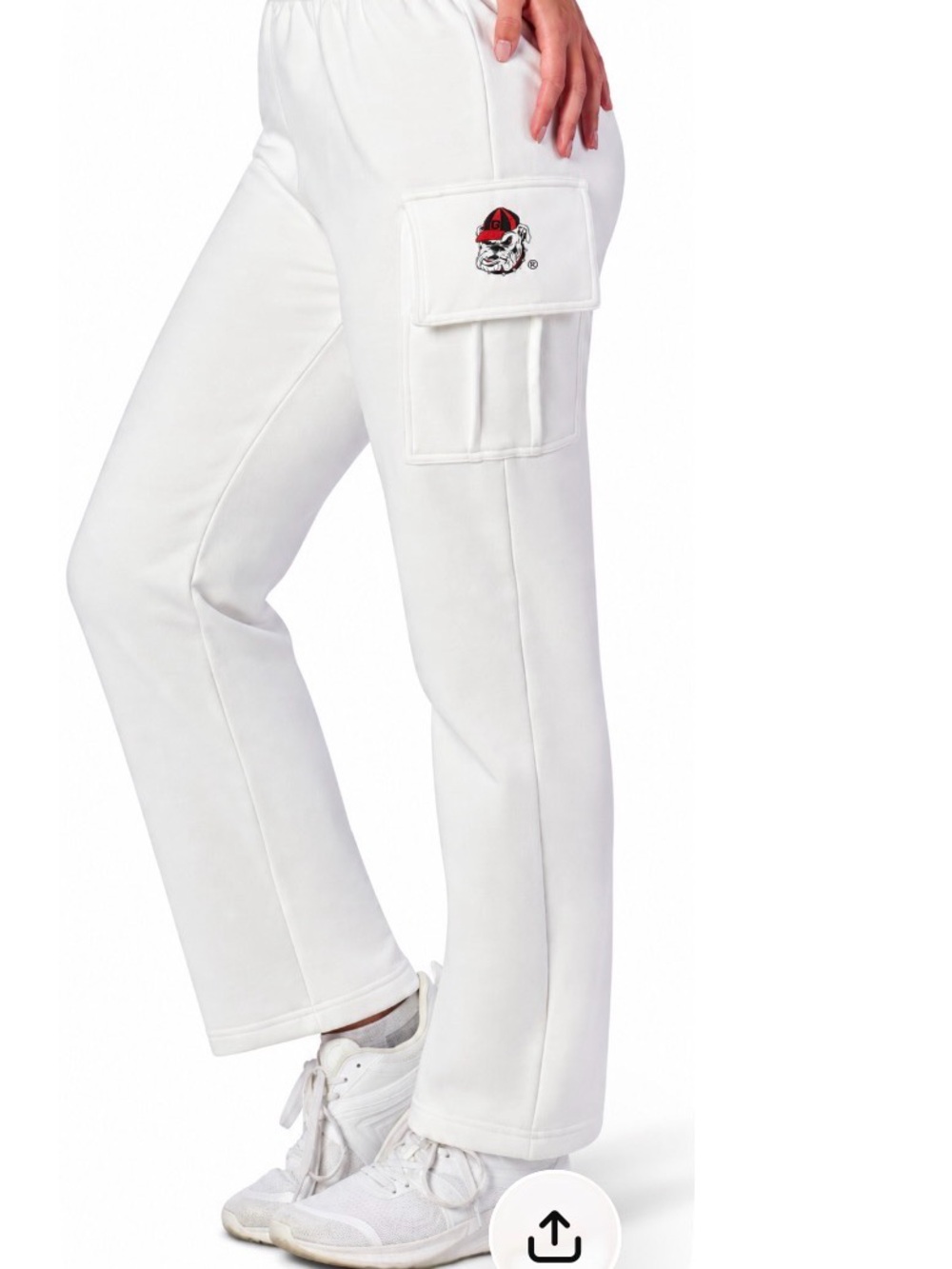 Georgia bull dogs Women's White Cargo Scrub Pants with Elastic Waist
